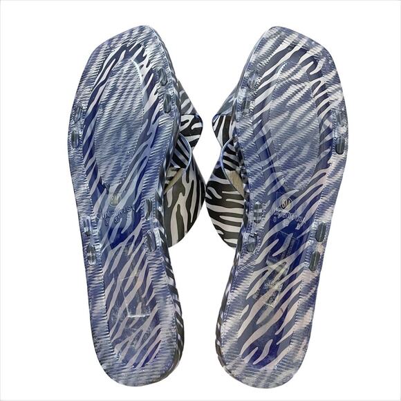 MATISSE x ANTHROPOLOGIE Zebra Stripe Jelly Cross Flat Slide Sandals Size 8 - Picture 8 of 9